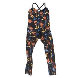 Savage X Fenty Night Rider Jumpsuit Black Caviar Up N Flames Size 1X Athleisure